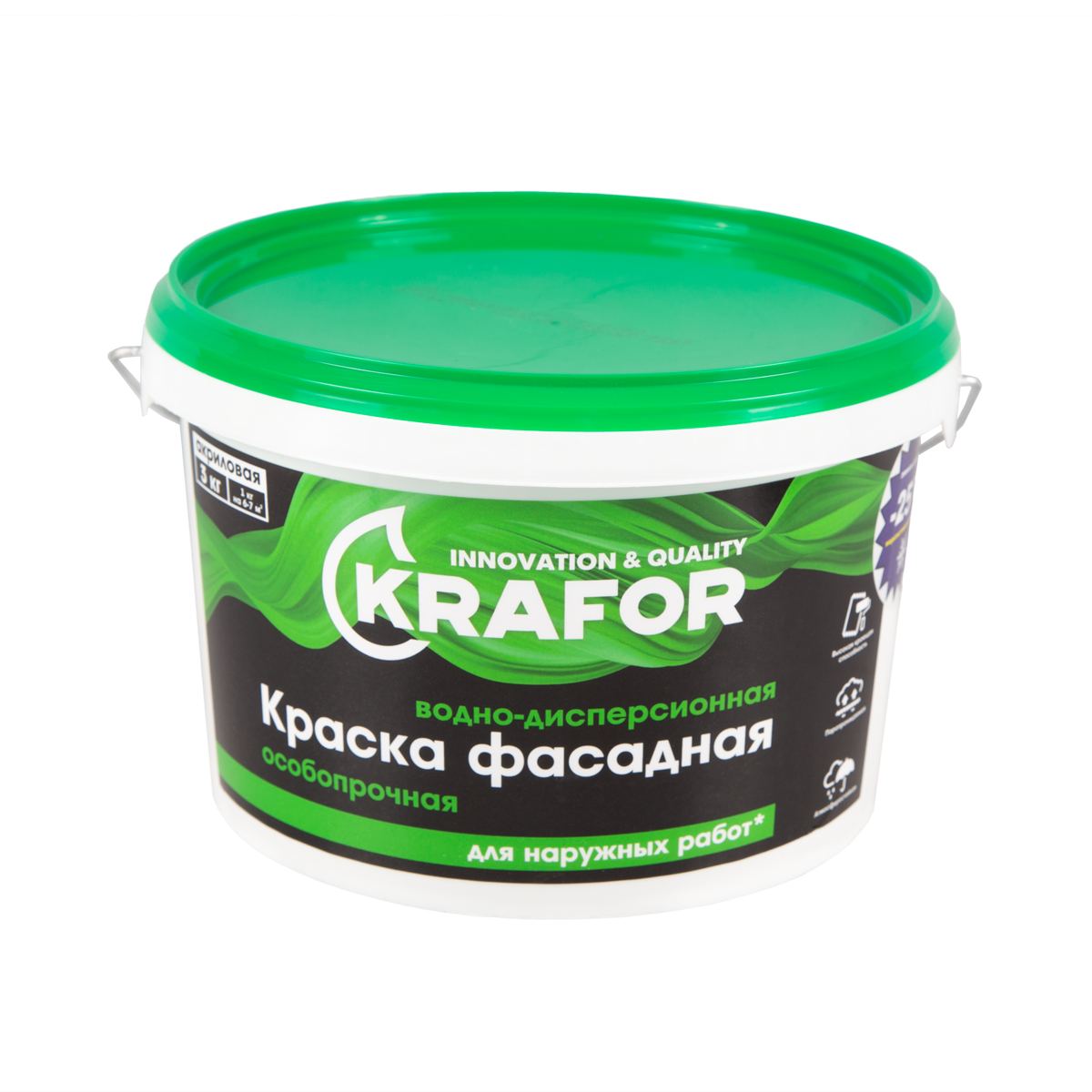 Краска в/д фасадная особопрочная  3 кг (1) "krafor" (зелен.)