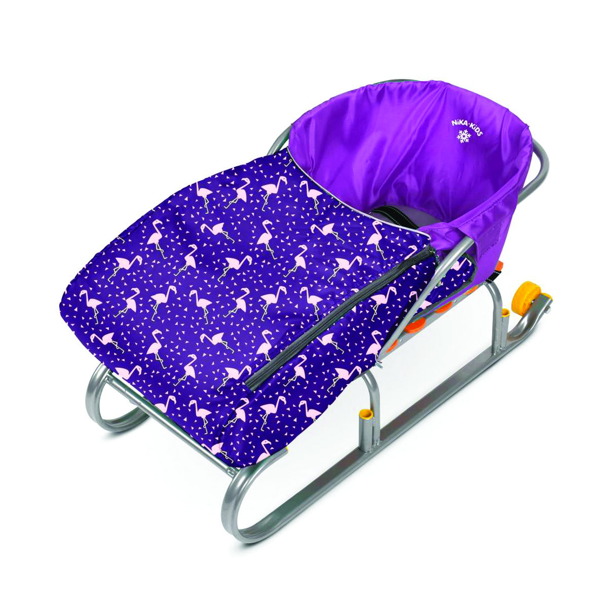 Сиденье-матрац для санок универсальное (10) сс3/3 фламинго на сливовом "ника"