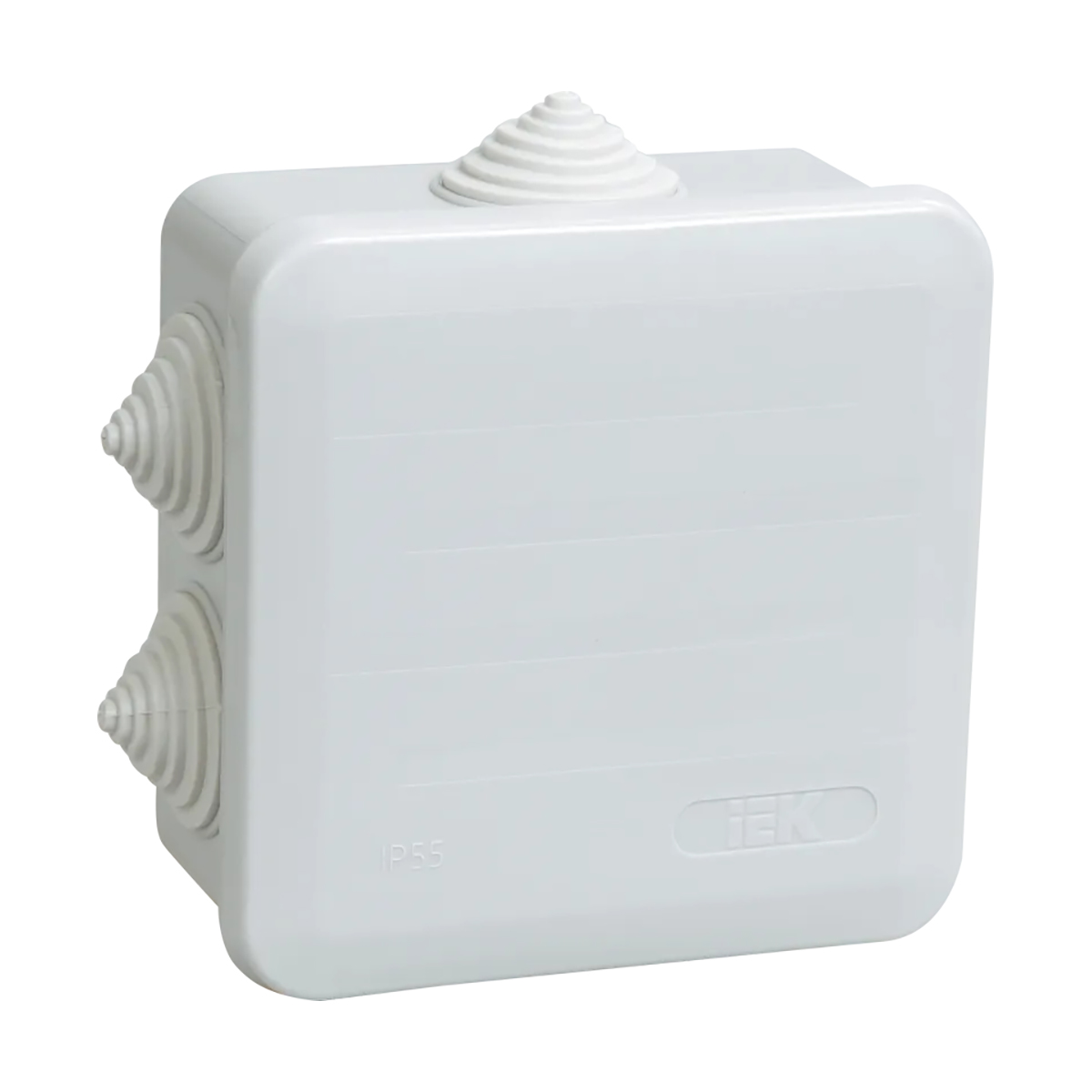 Коробка распаячная открыт. уст. км41255 100*100*50 мм, ip44, св.серая (6 гермовводов) (1/48) "iek"