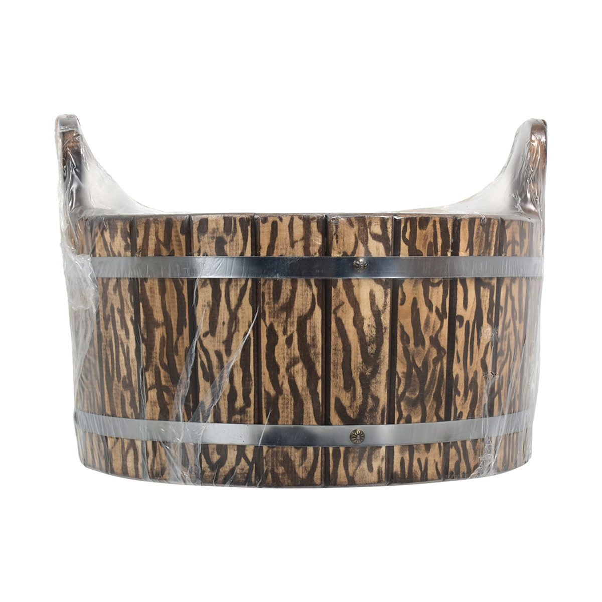 Ушат для бани и сауны 10 л пластик. вставка, состаренный, липа (1) "банные штучки" 33322