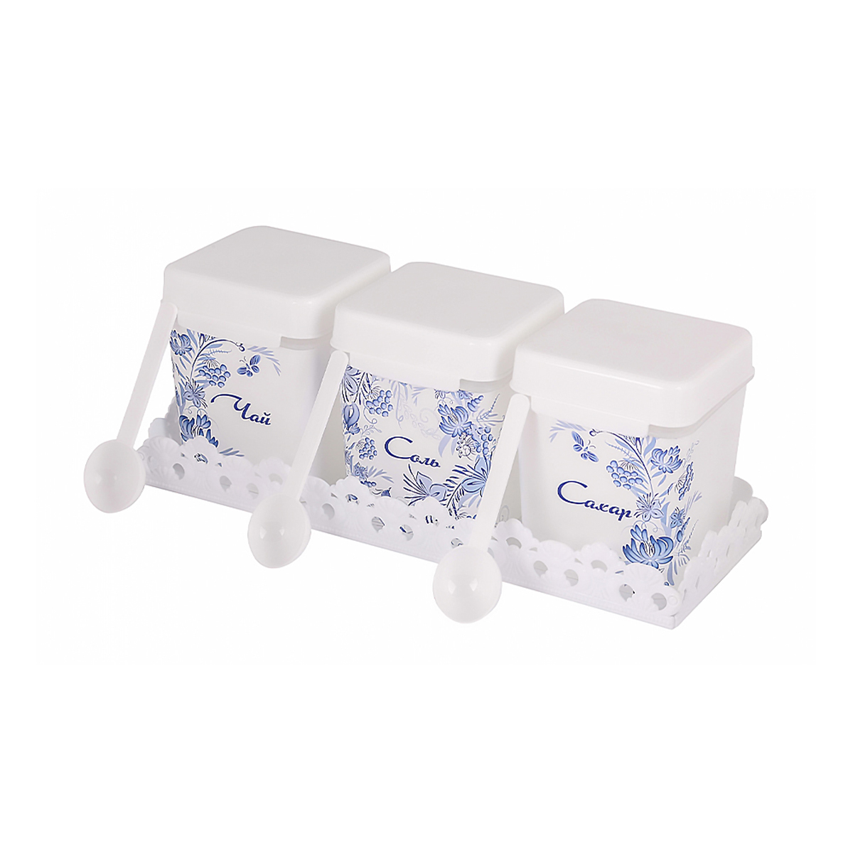 Набор емкостей "шале"  1,2 л (чай,сахар,соль) на подставке (1/9) "альтернатива" м4820