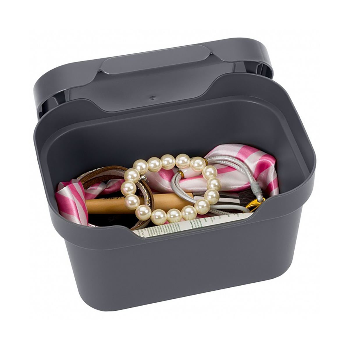 Ящик универс. с крышкой "luxe" 189*132*110 мм 1,9 л (серый) (1/20) "бытпласт"