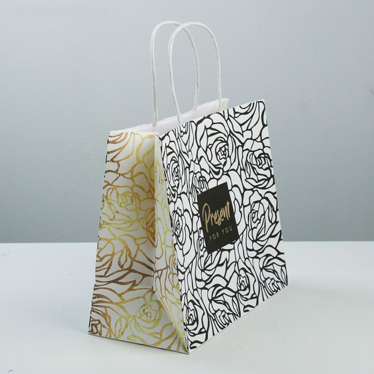 Пакет подарочный крафтовый "present for you" 25*22*12 см (1/396) "дарите счастье" 3823495