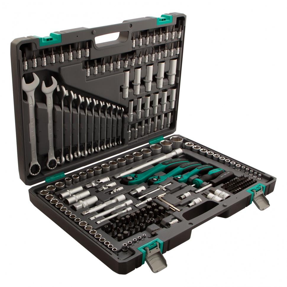 Набор инструмента, 1/4, 3/8, 1/2, Cr-V, S2, усиленный кейс, 216 предметов Stels (14115)