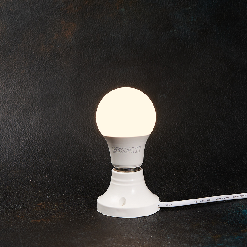 Лампа светодиодная "rexant" груша a60   9,5w 2700 k 903 лм  e27, тепл. свет (10/100) 604-001