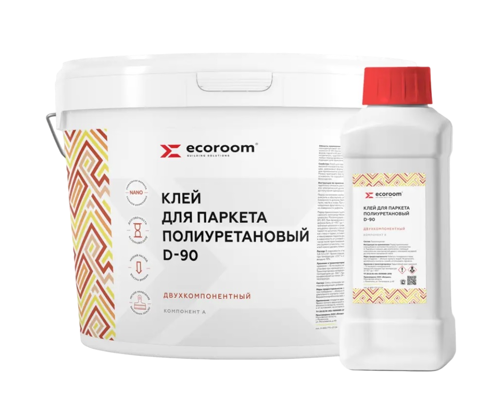 Клей полиуретановый 2К ecoroom PU-90 для паркета 10 кг