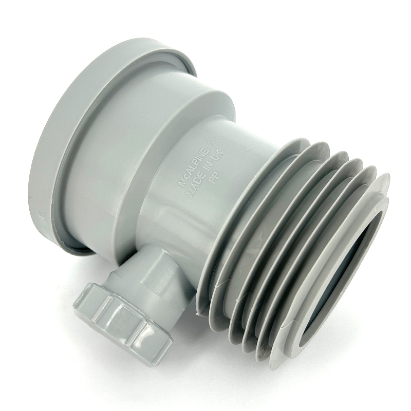 Муфта McALPINE L=156 мм с манжетой и отводом 40 мм,110 мм под раструб. соед, выход внутрь 110 мм