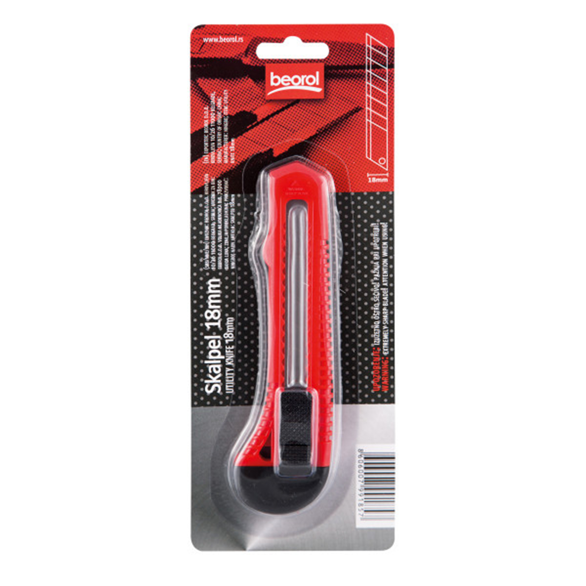 Нож пистолетный 18 мм автофиксатор (1/48/720) "beorol"