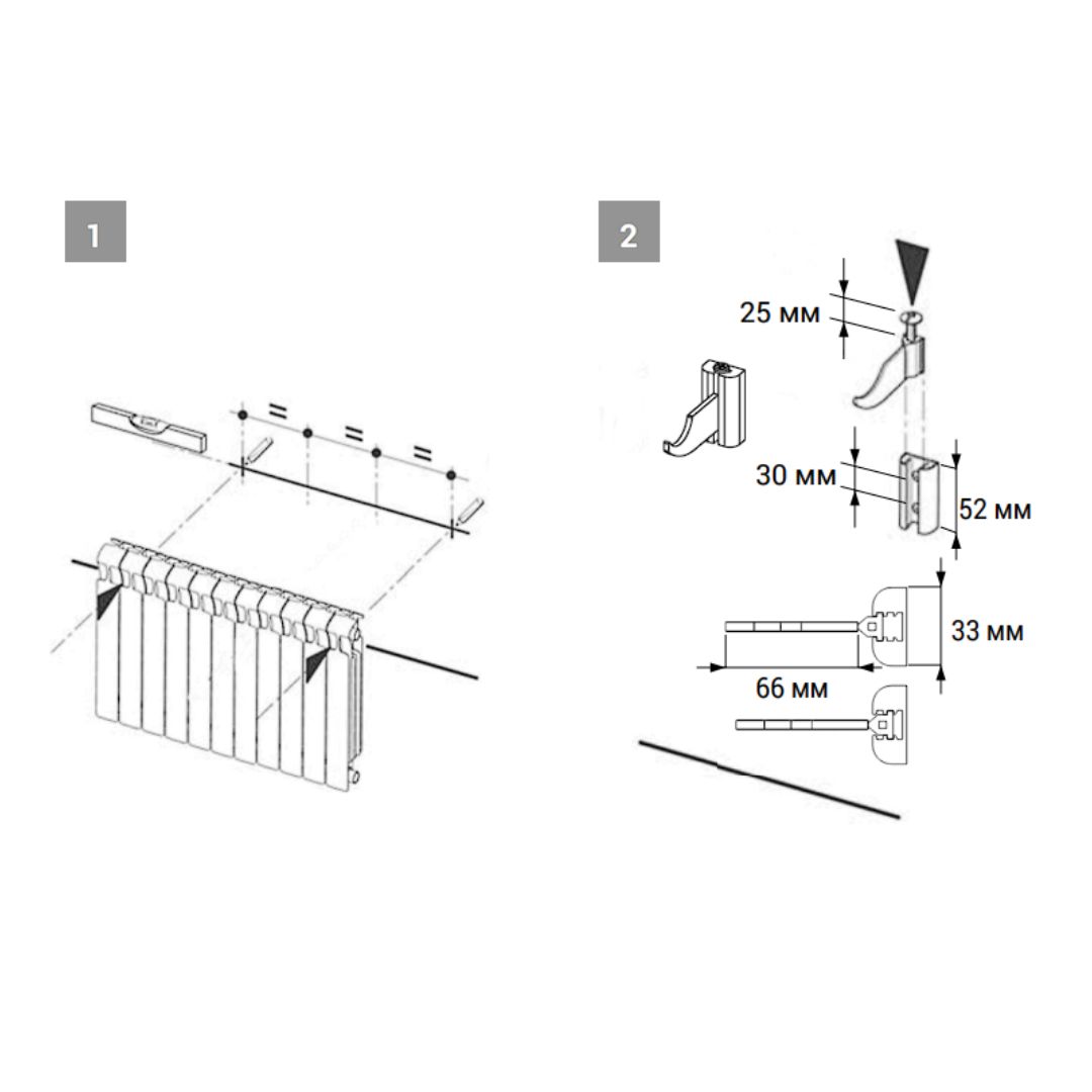 Комплект настенных кронштейнов для радиаторов (2 шт.) STOUT регулируемые