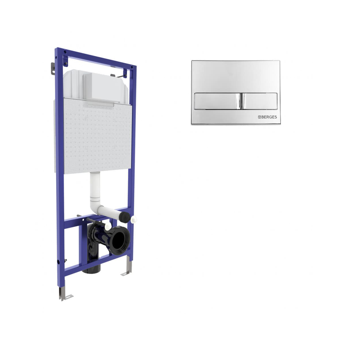 Инсталляция рамная для подвесного унитаза "novum" с кнопкой l3 (хром глянц.) (1) "berges"