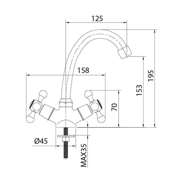 Смеситель для умывальника  duplex (1/12) "milardo" dupsb00m01