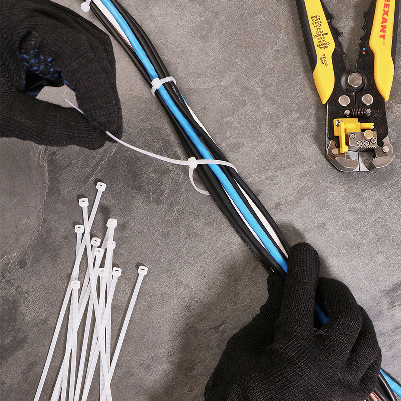 Хомуты нейлон, тройной замок 3,6 х 250 мм (набор 100 шт.), белые (1/10/100) "rexant" 67-0250