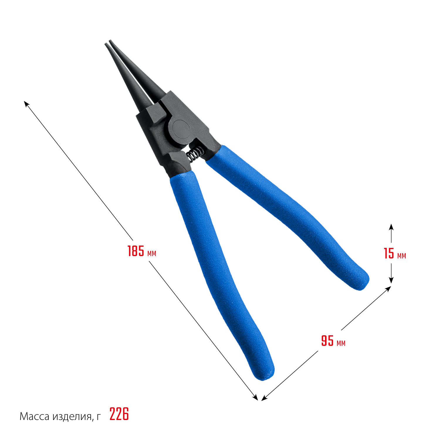 ЗУБР 180 мм, прямые губки, внешний съемник стопорных колец, Профессионал (22821-3)