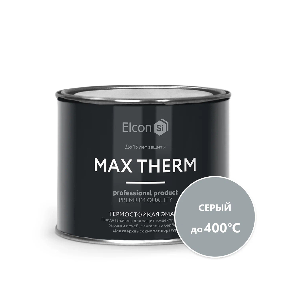 Эмаль термостойкая "max therm" серая (до 400ºс) 0,4 кг (1/24) "elcon"