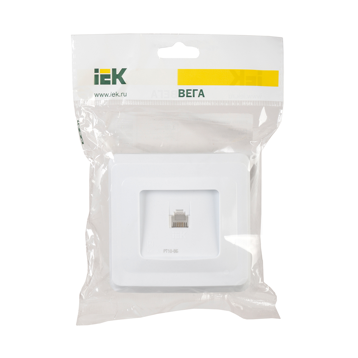 Розетка телефонная "вега" 1 местн. рт10-вб, белый (1/50/200) "iek"