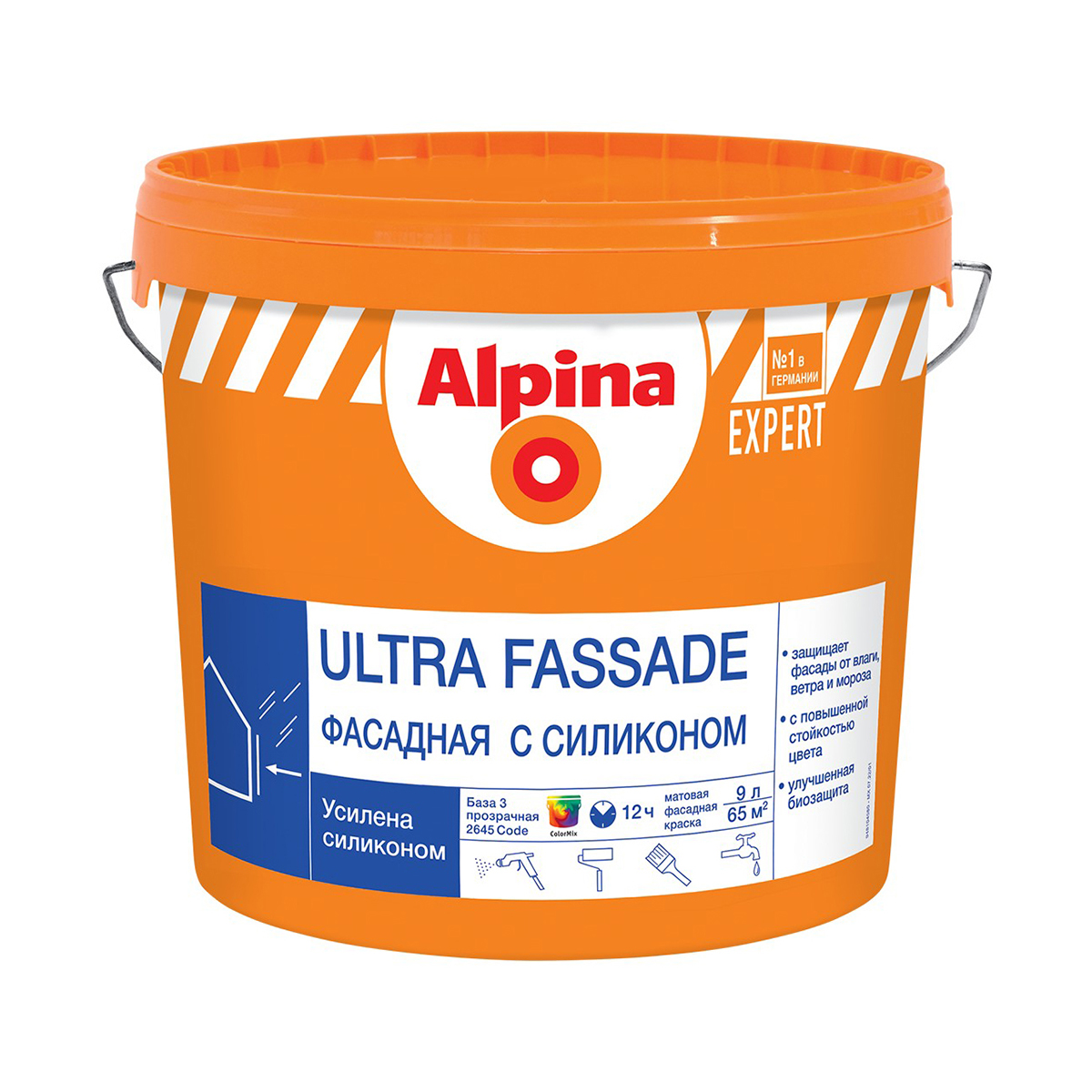 Краска фасадная "expert ultra fassade" матовая база 3 (бесцветная) 9,4 л (1) "alpina"