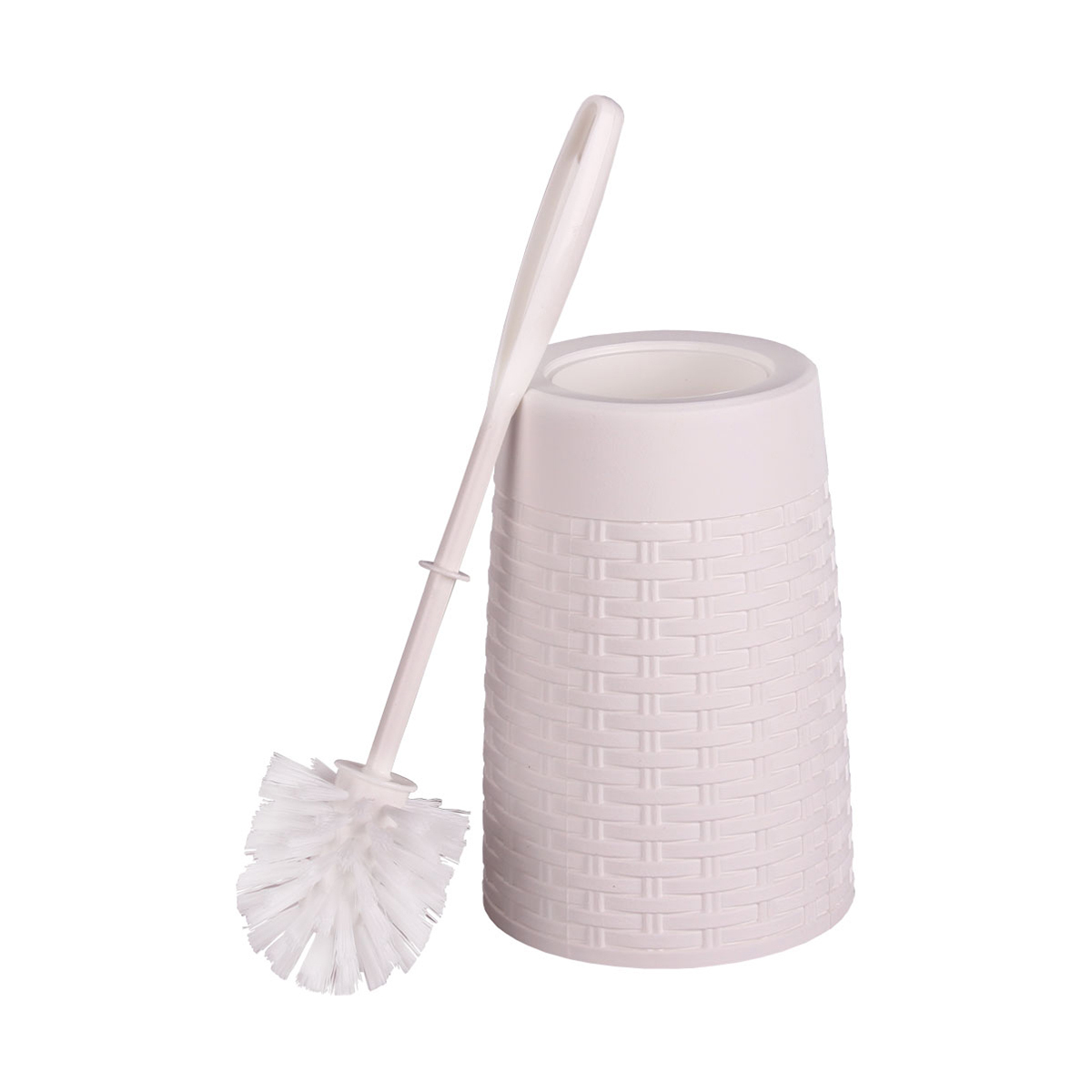 Туалетный набор "плетенка" ерш с круглой подставкой (белый) (1/20) "альтернатива" м4464