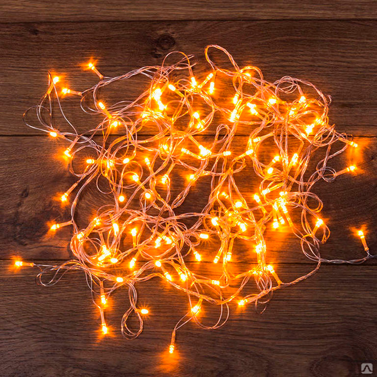 Электрогирлянда 10 м, 100 теплых ламп, шнур прозр. (1/100) "neon-night" 303-063