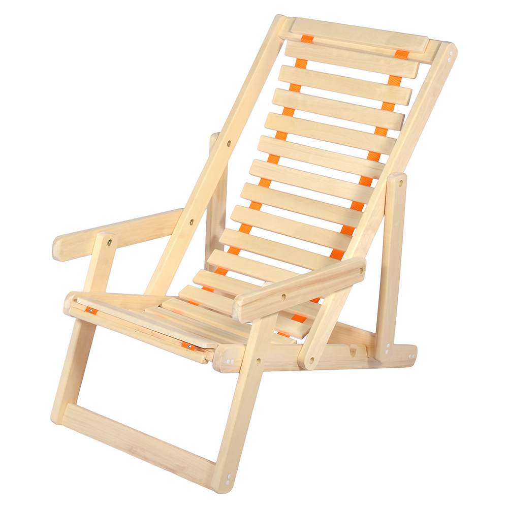Шезлонг складной с подлокотниками 105*65*95 см, липа (1) "банные штучки" 32016