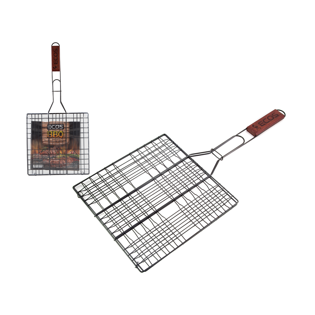 Решетка-гриль 25*25 см, 6 секций, антипригарн., дерев. ручка (1/6/24) "ecos" x-382-nsd