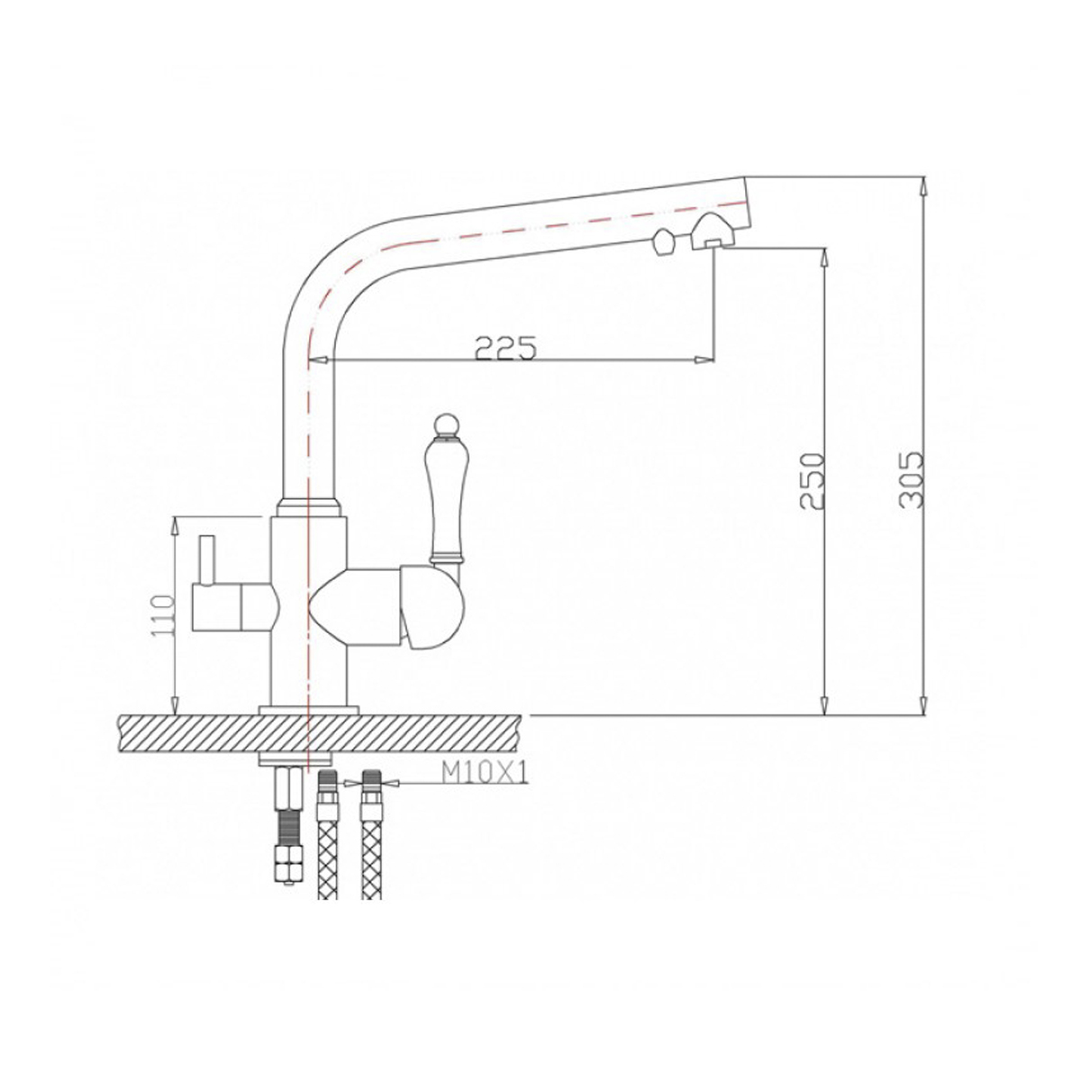 Смеситель для кухни с подключ. к фильтру питьев. воды zr 313 yf-33 "zorg"