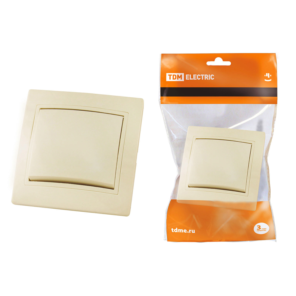 Выключатель 1 кл. 10а "таймыр" слон. кость  (1/10/100) tdm sq1814-0101
