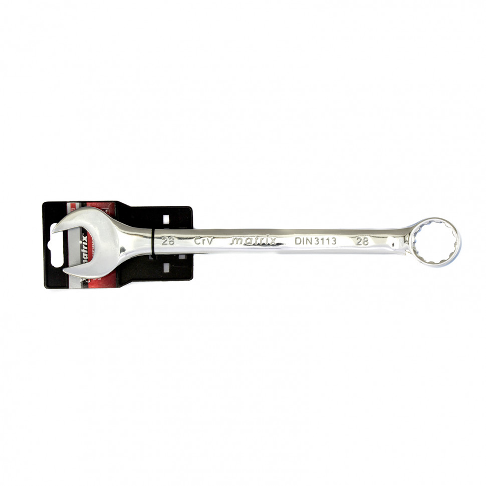 Ключ комбинированный, 28 мм, CrV, полированный хром Matrix (15173)
