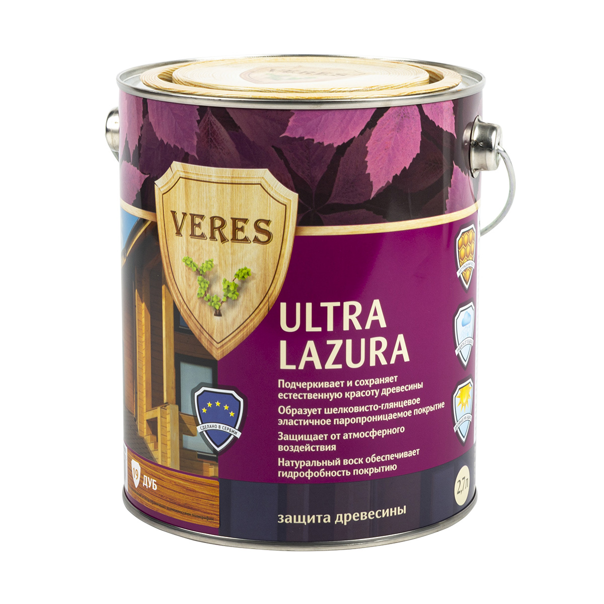 Верес ультра лазура №19 дуб  2,7 л (1/4) "veres"