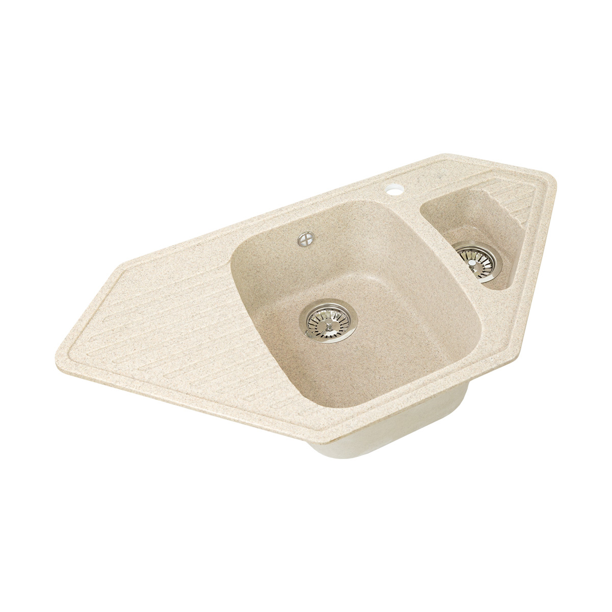 Мойка для кухни врезная искуств. камень gs-10k-328 угловая двойная 965*495 мм бежевая "granstones"
