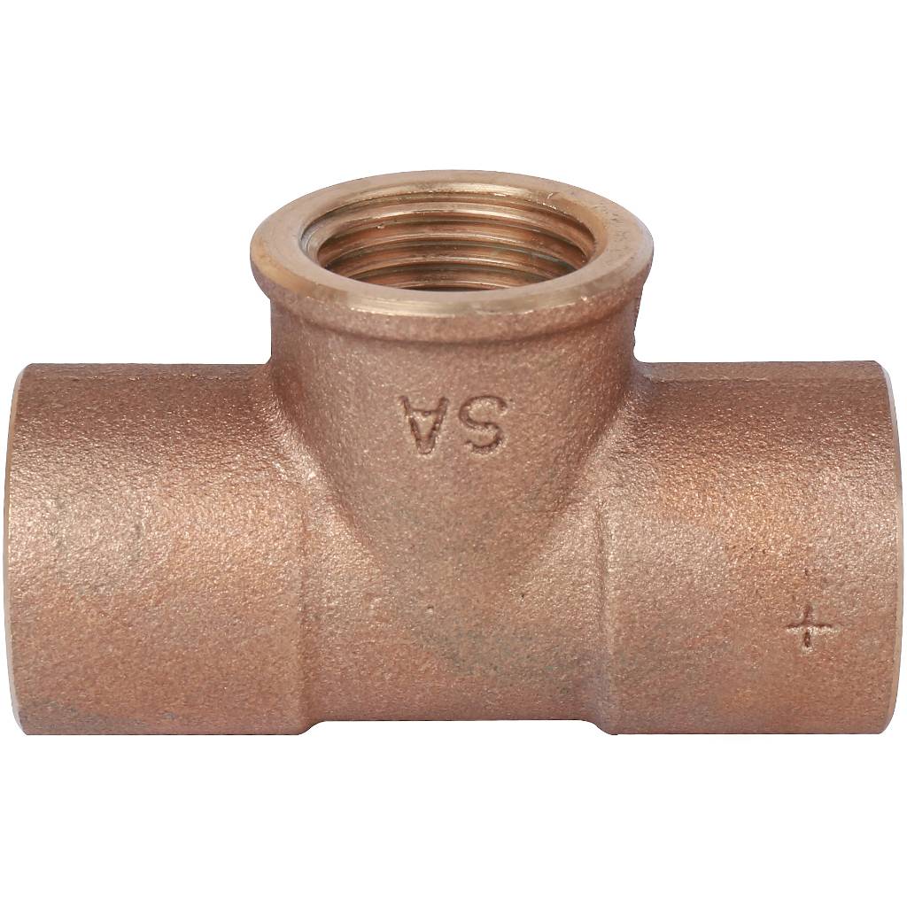 Тройник 22x1/2"x22 переходной под пайку с резьбой (ВР) SANHA бронза 141302212