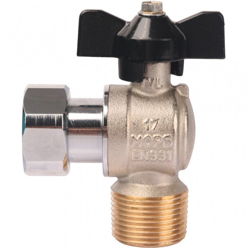 Кран шаровый STOUT ВН 3/4" угловой с накидной гайкой