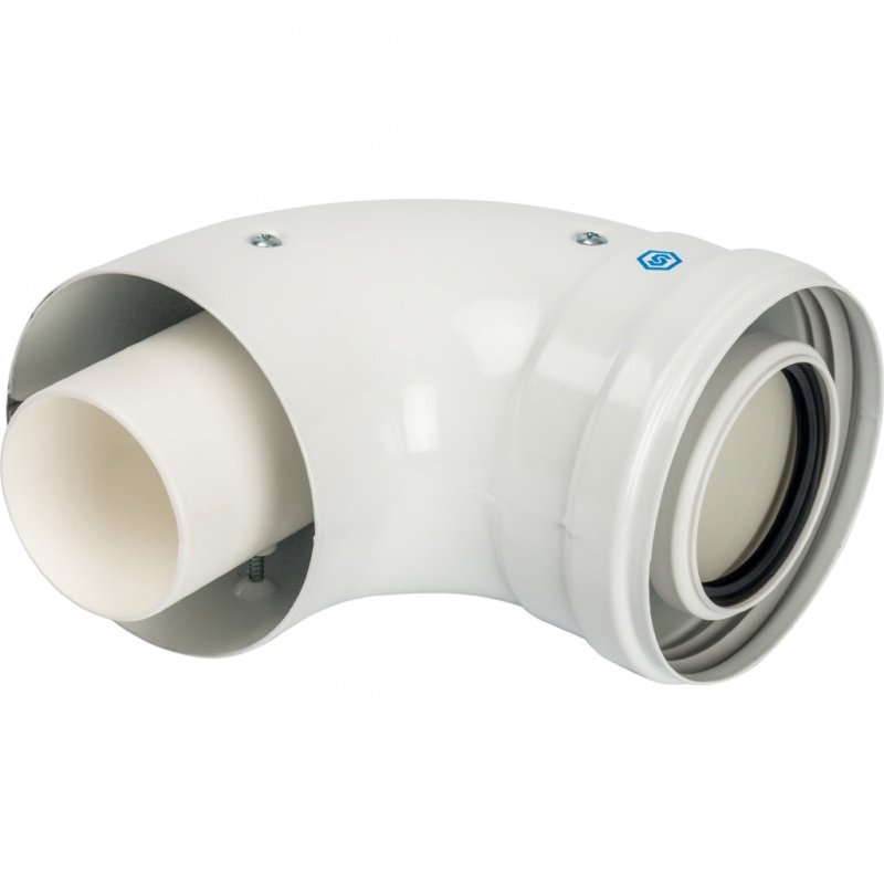 Адаптер угловой 60 х 100 для конденсационных дымоходов (совместим с Vaillant/Ariston) STOUT