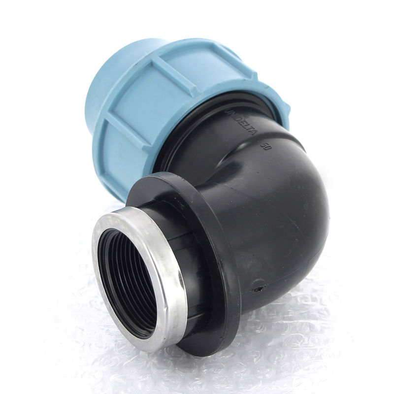 Угол-переходник обжимной ВР 50 x 1"1/2 для полиэтиленовых труб (ПНД) UNIDELTA