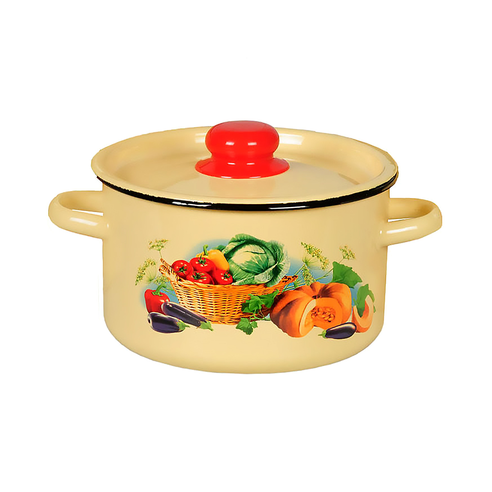 Кастрюля эмалиров. с крышкой декор. 1,5 л (1/8) "стальэмаль"  1с15с/1