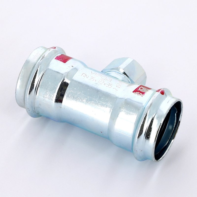 Тройник пресс-В 35x1/2"x35 оцинкованная сталь Prestabo VIEGA