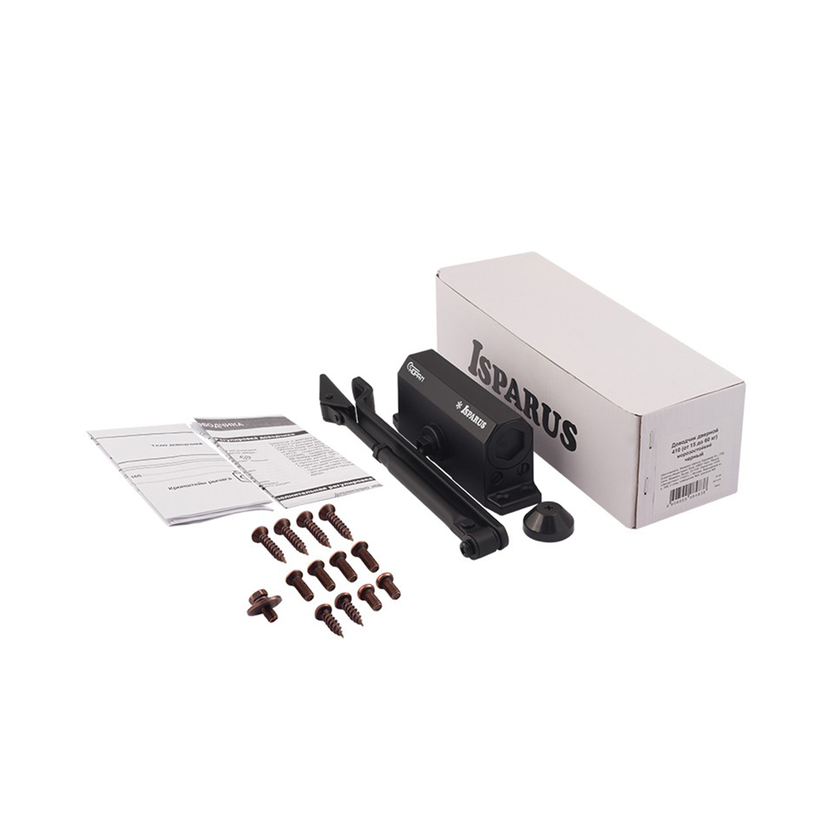 Доводчик дверной  410 isparus черный (масса двери 15-60 кг) (1/10) "нора-м"