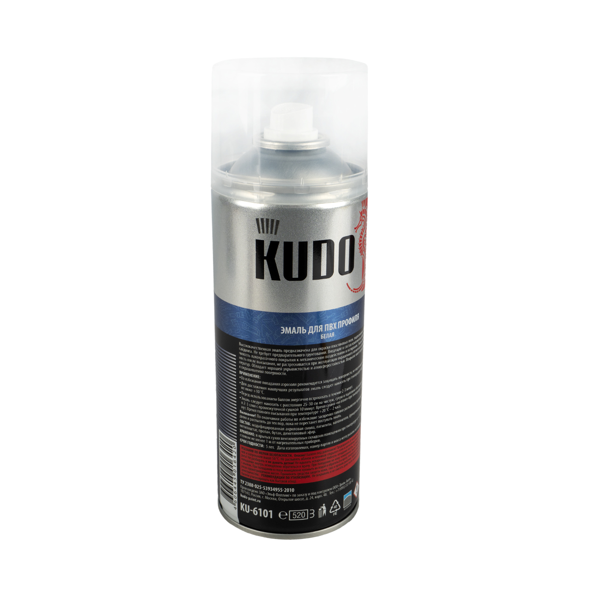 Эмаль для пвх профиля белая 520 мл (аэрозоль) (6) "kudo" ku-6101