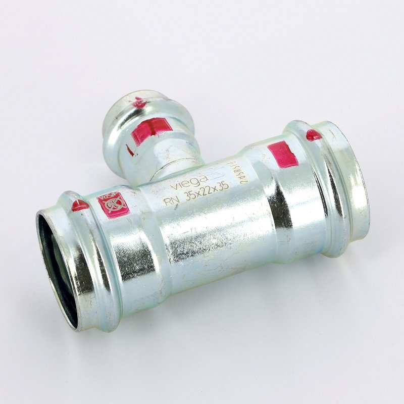 Тройник пресс 35x22x35 оцинкованная сталь Prestabo VIEGA