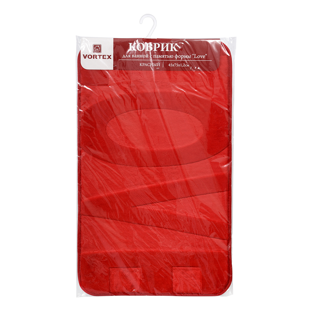 Коврик для ванной c памятью формы "love" 45*75 см (красный) (1/10) "vortex" 24120