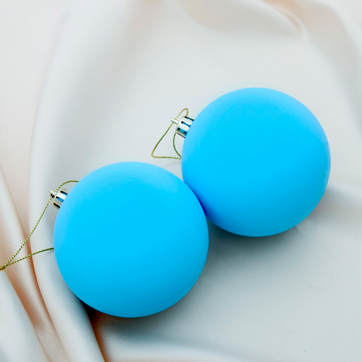 Шары новогодние d-8 см (набор 2 шт.) матовый голубой "зимнее волшебство" 4298880