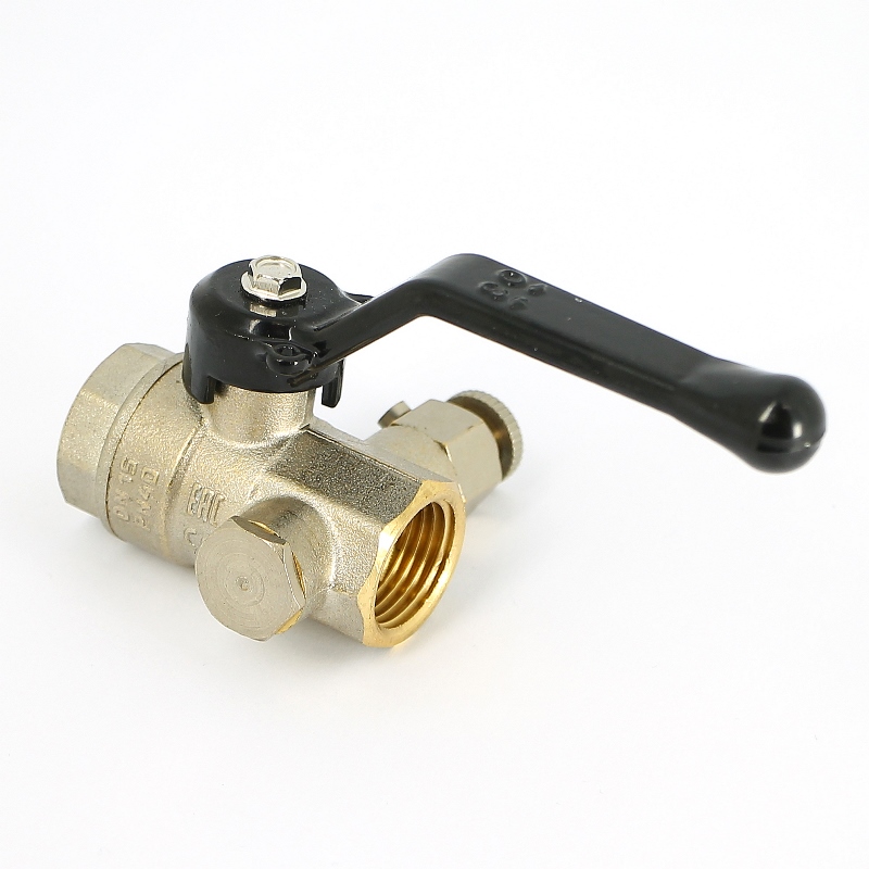 Кран шаровый ВВ 1/2" с дренажным вентилем (заглушка 1/4"), LD Pride, ручка