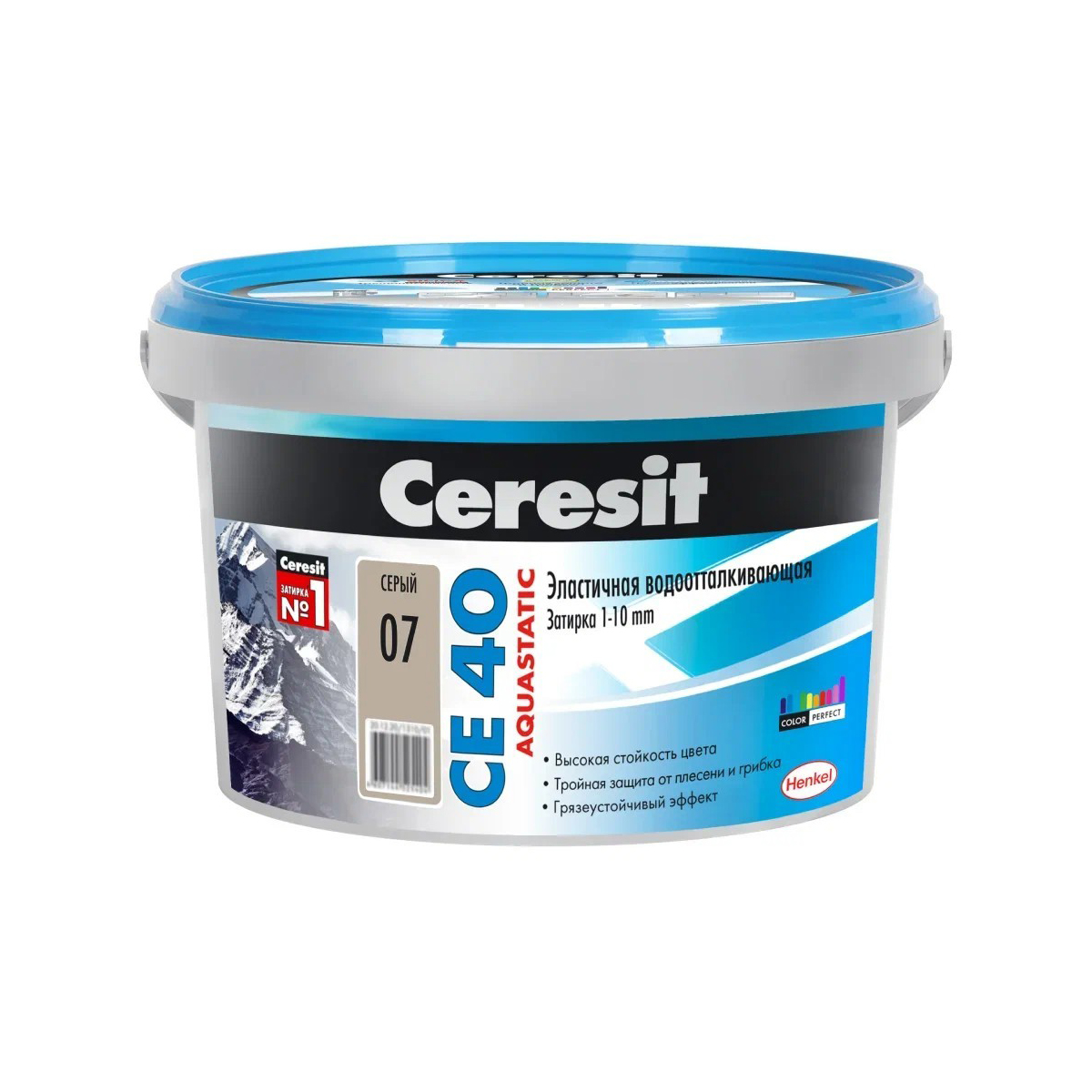Затирка  №07 aquastatic  се 40  серая ведро 2 кг (1/12) "ceresit"
