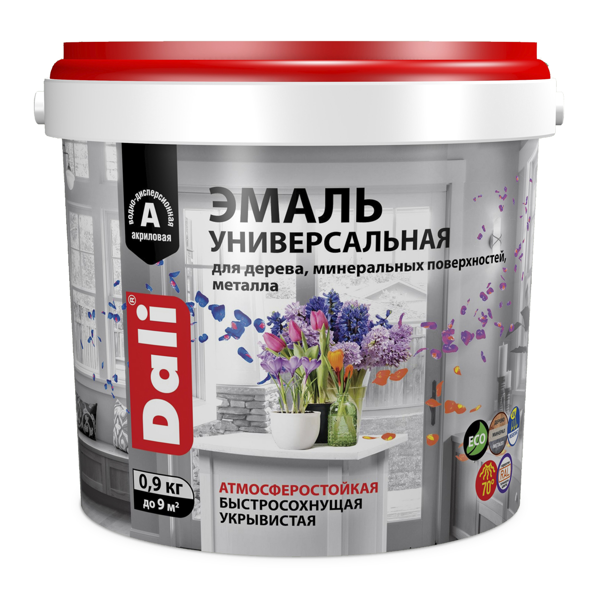 Эмаль акриловая "dali" универс. полуматов. коричневая (ral 8017) 0,9 кг (6) "рогнеда"