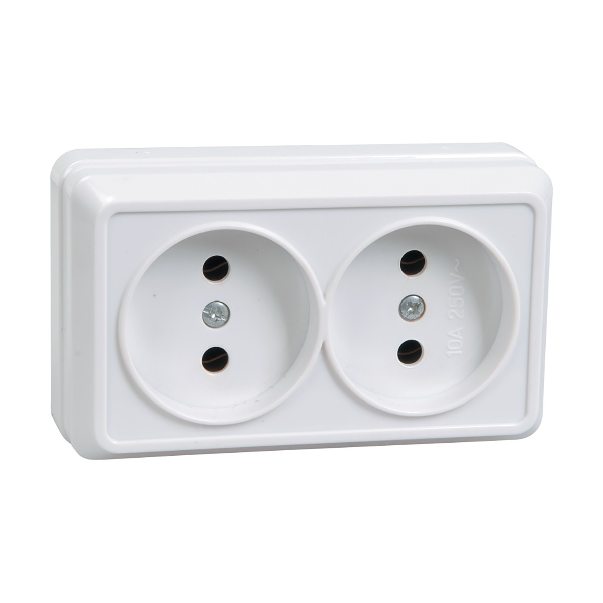 Розетка открыт. уст. "октава" 2-х местн. рс22-2-об, 10а, белый (1/24/288) "iek"