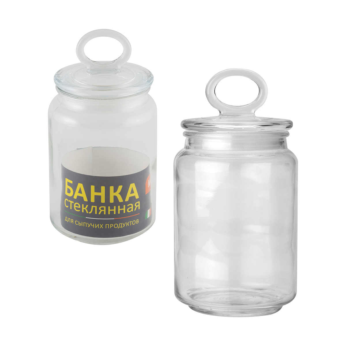 Банка для сыпучих продуктов "coppetta" 0,9 л с крышкой, стекло (1/24) "mallony"