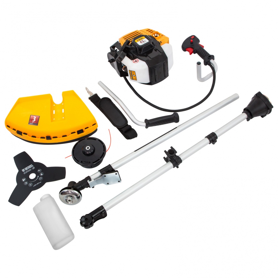 Триммер бензиновый DR-43S, 43 см3, разъемная штанга, состоит из 2 частей Denzel (96274)