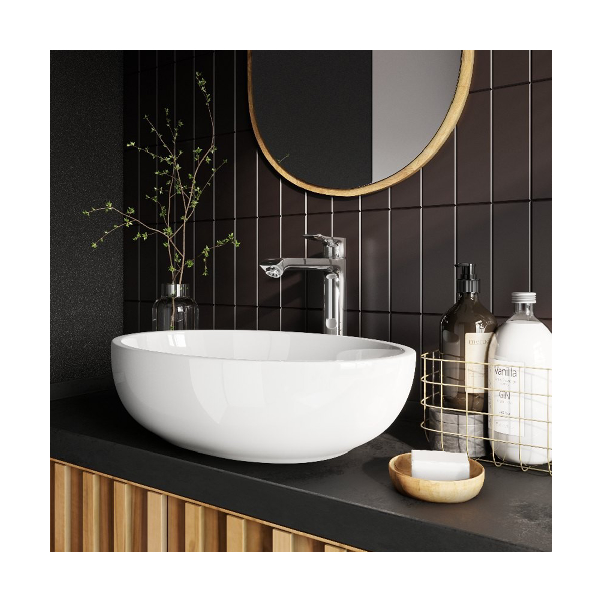 Раковина накладная "ringo 53" белая "sanita luxe"  wb.ct/ringo/53-n/wht.g/s1