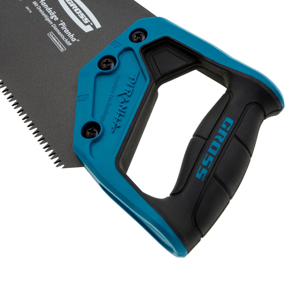 Ножовка по дереву "PIRANHA", 450 мм, 7 TPI, 3D-зуб, тефлоновое покрытие полотна, двухкомпонентная рукоятка Gross (24114)