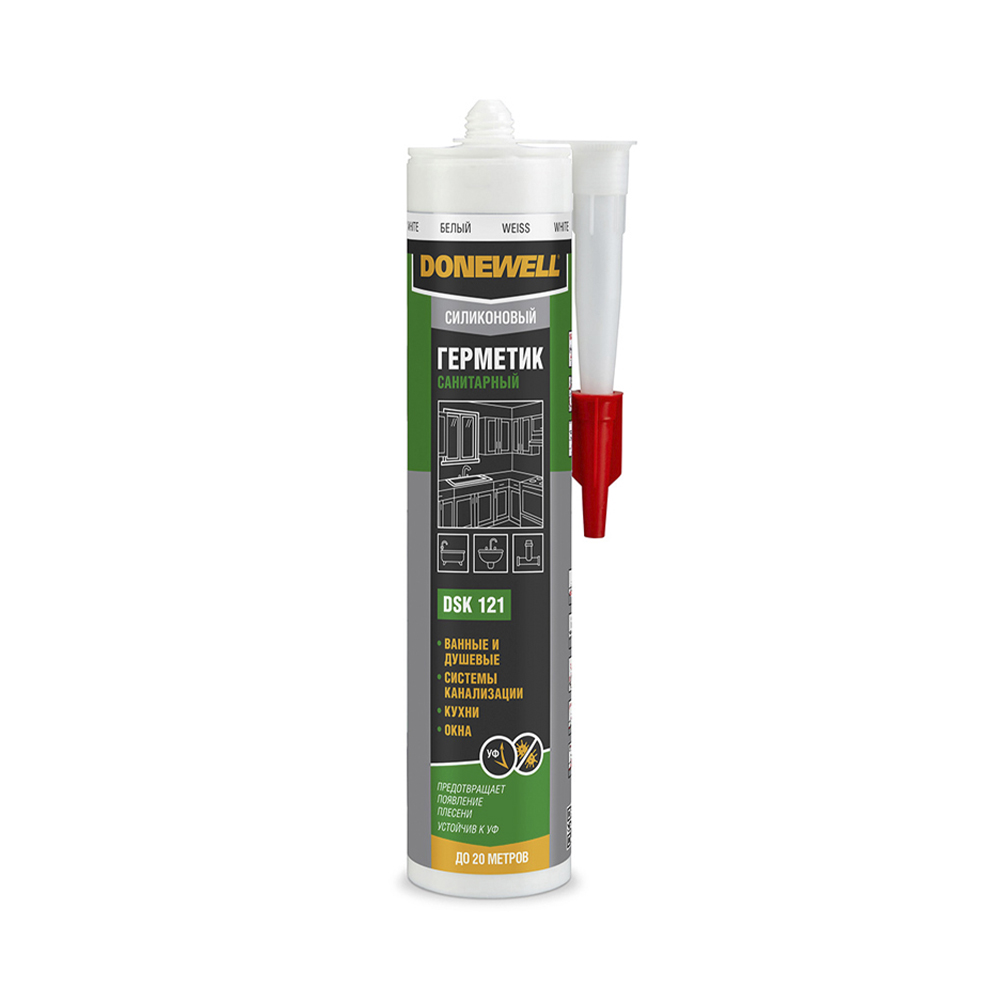 Герметик "donewell" силикон. санитар. белый 260 мл  dsk-121 (12)