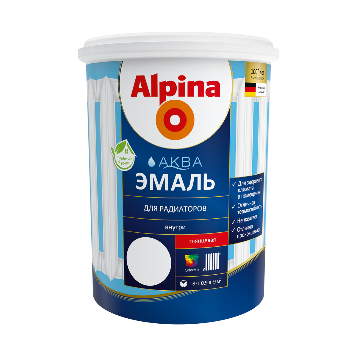 Эмаль акриловая "аква" для радиаторов белая 0,9 л (1/6) "alpina"